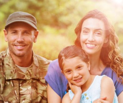 Portrait of army man with family