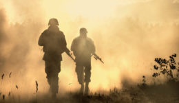 US Marines in action. Desert sandstorm